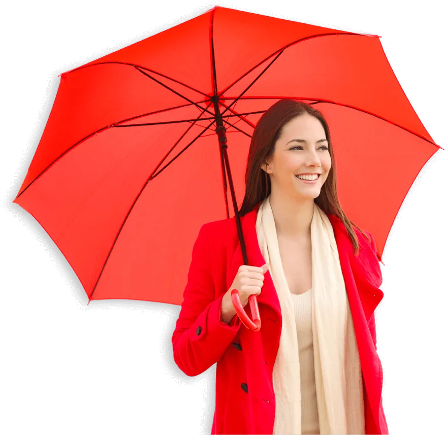 donna con ombrello rosso