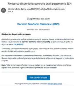 email truffa ministero della salute